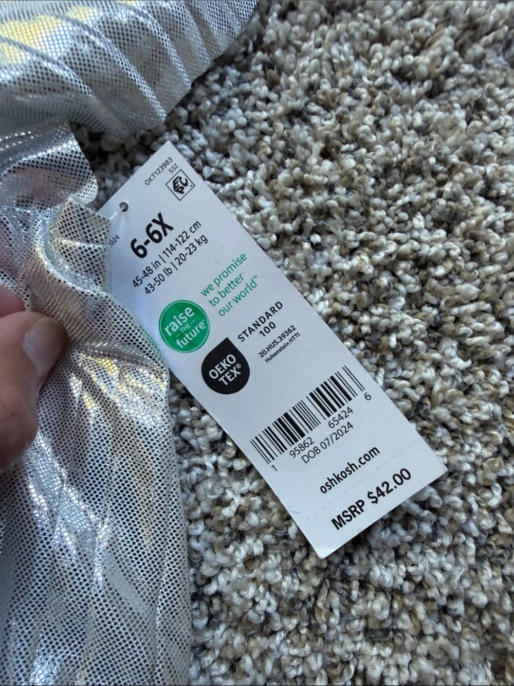 NWT Oshkosh Metallic Silver Pleated Party Dress size 6/6X